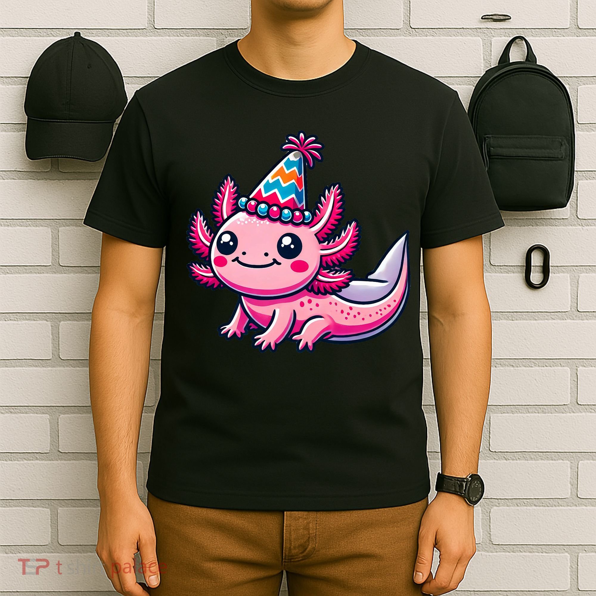 Anime Kawaii Axolotl Birthday Party Hat T-Shirt