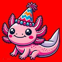 Anime Kawaii Axolotl Birthday Party Hat Santa Hat thumb 1