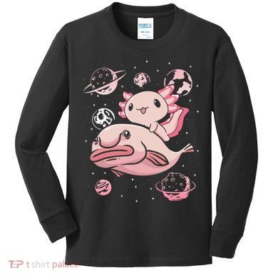 Axolotl Kawaii Blobfish Kids Long Sleeve Shirt