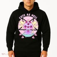 Axolotl Kawaii Baphomet Pastel Goth Cute Creepy Nu Goth  Hoodie thumb 2
