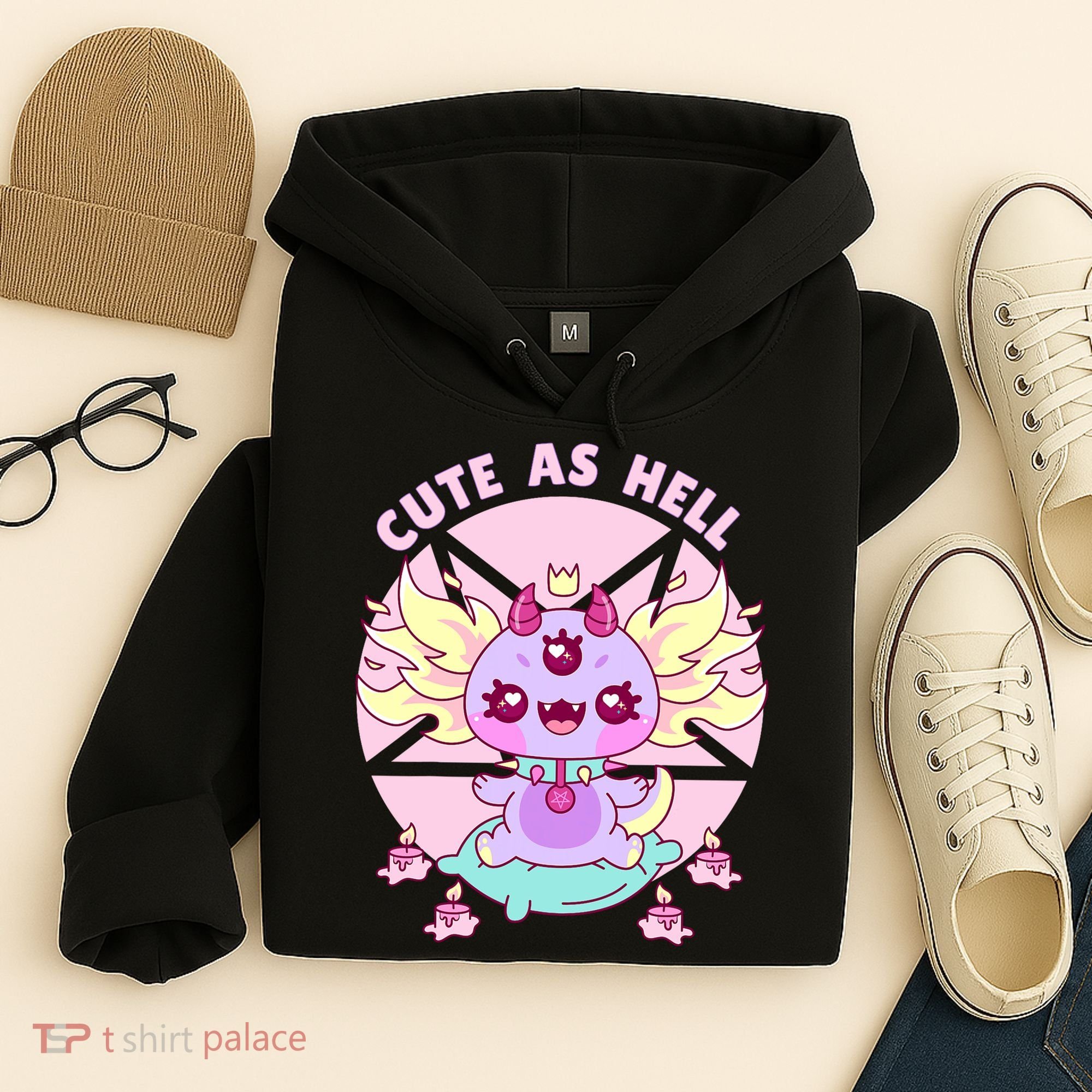 Axolotl Kawaii Baphomet Pastel Goth Cute Creepy Nu Goth  Hoodie