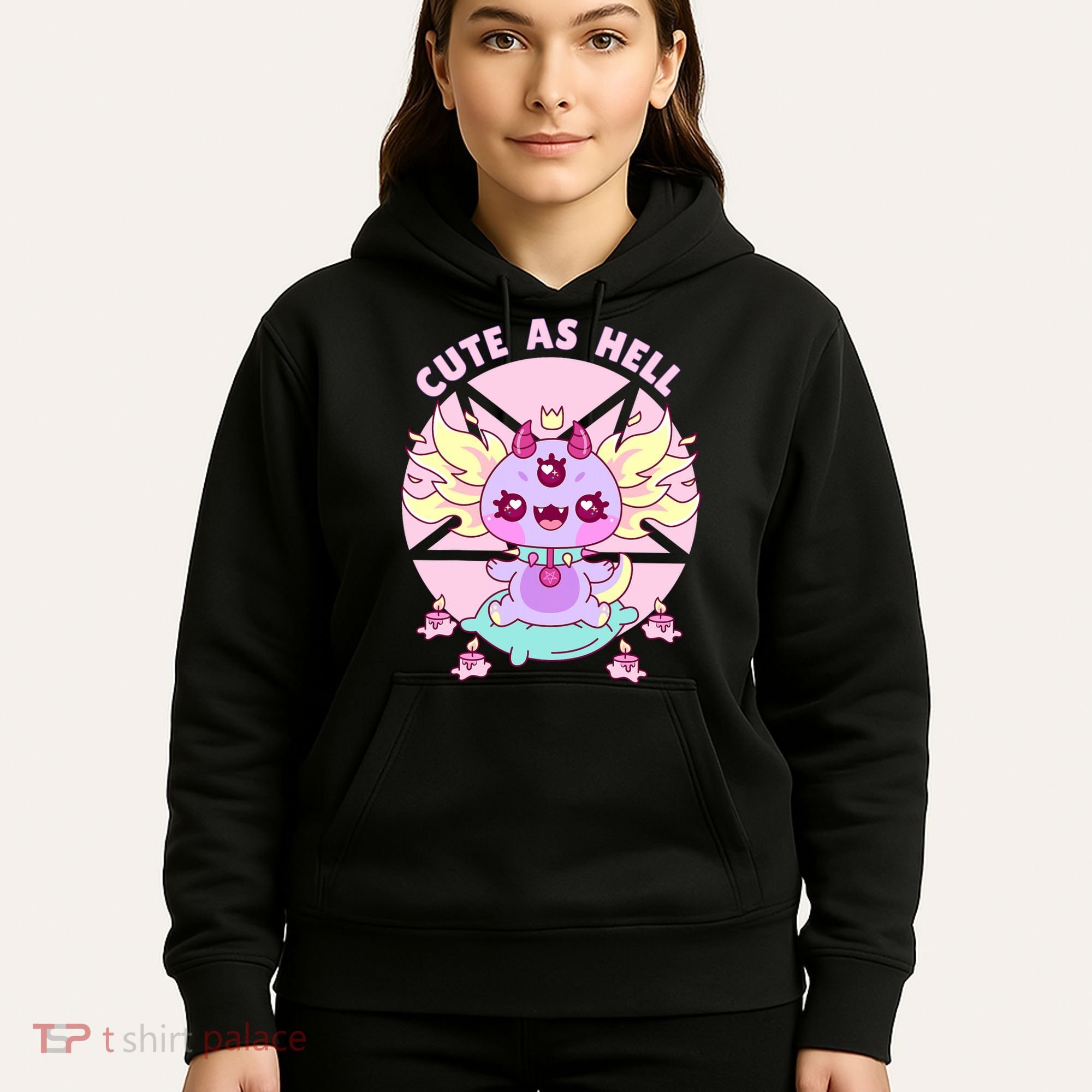 Axolotl Kawaii Baphomet Pastel Goth Cute Creepy Nu Goth  Hoodie