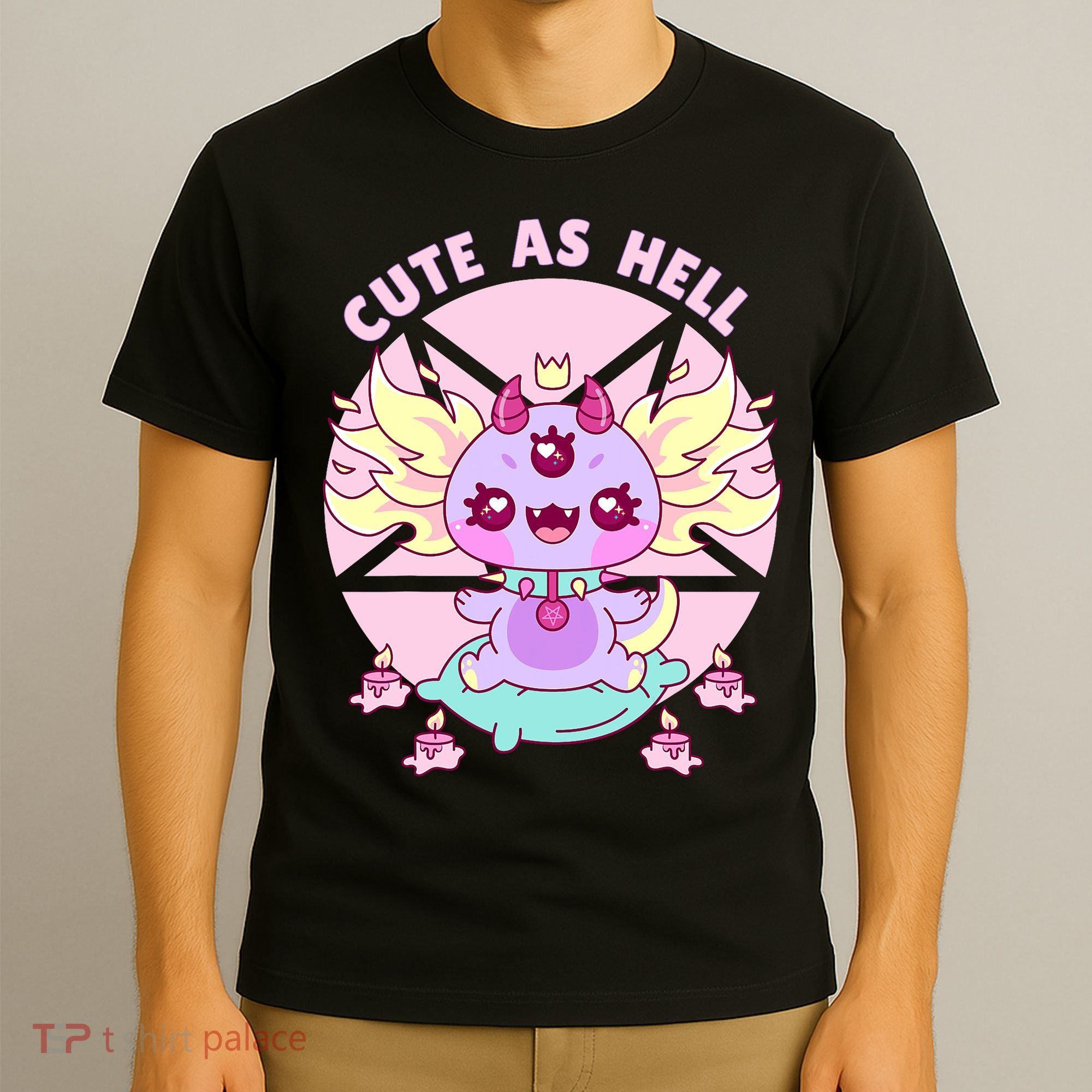 Axolotl Kawaii Baphomet Pastel Goth Cute Creepy Nu Goth  T-Shirt
