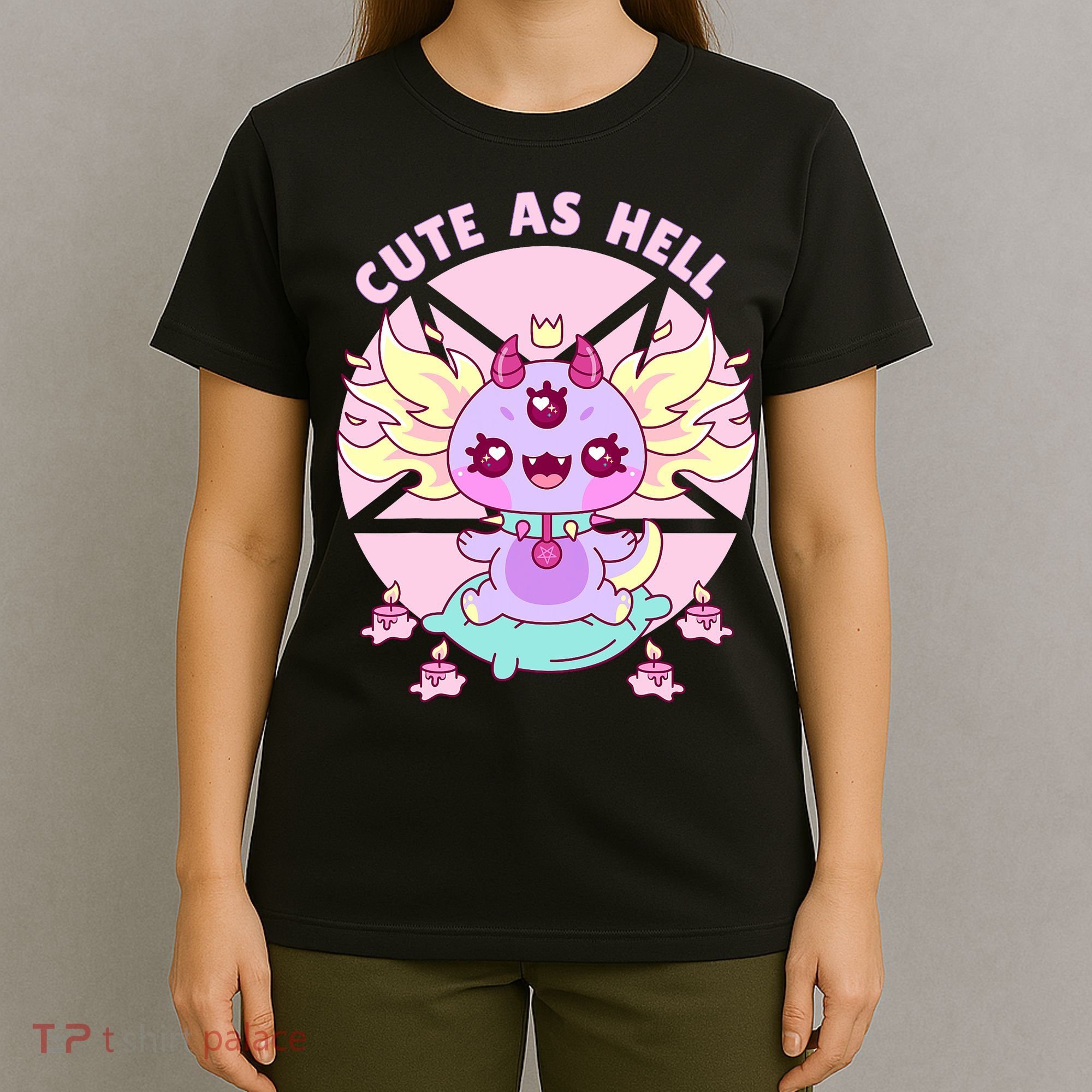 Axolotl Kawaii Baphomet Pastel Goth Cute Creepy Nu Goth  T-Shirt