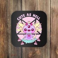 Axolotl Kawaii Baphomet Pastel Goth Cute Creepy Nu Goth  Coaster thumb 0