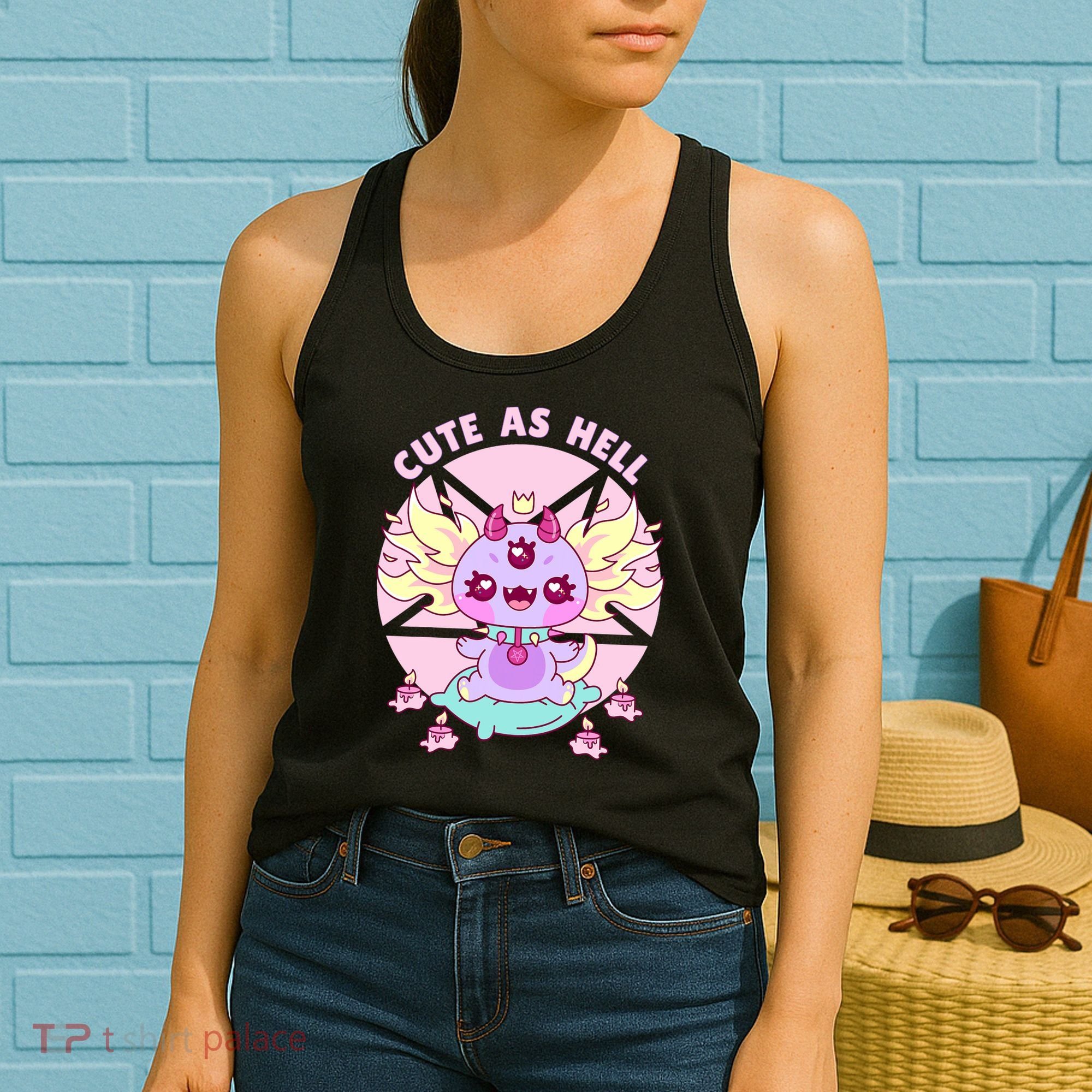 Axolotl Kawaii Baphomet Pastel Goth Cute Creepy Nu Goth  Women's Tank Top