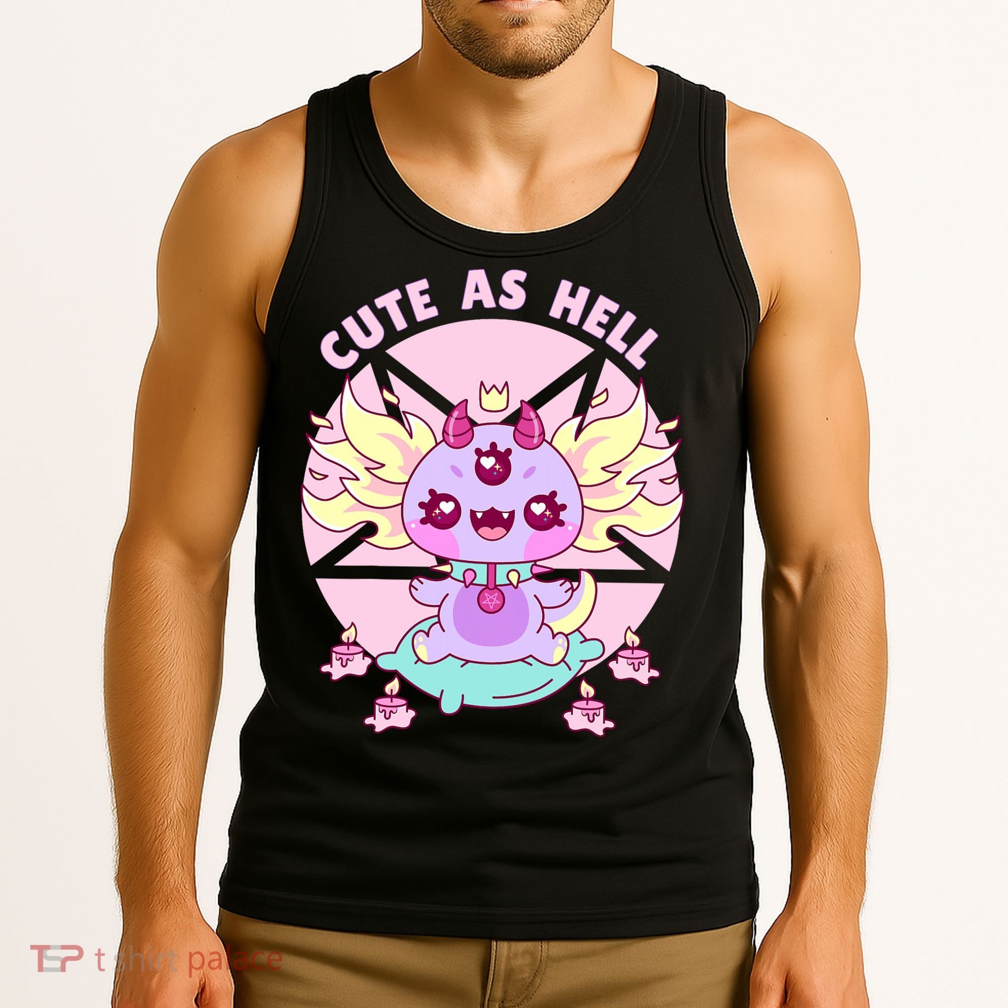 Axolotl Kawaii Baphomet Pastel Goth Cute Creepy Nu Goth  Tank Top
