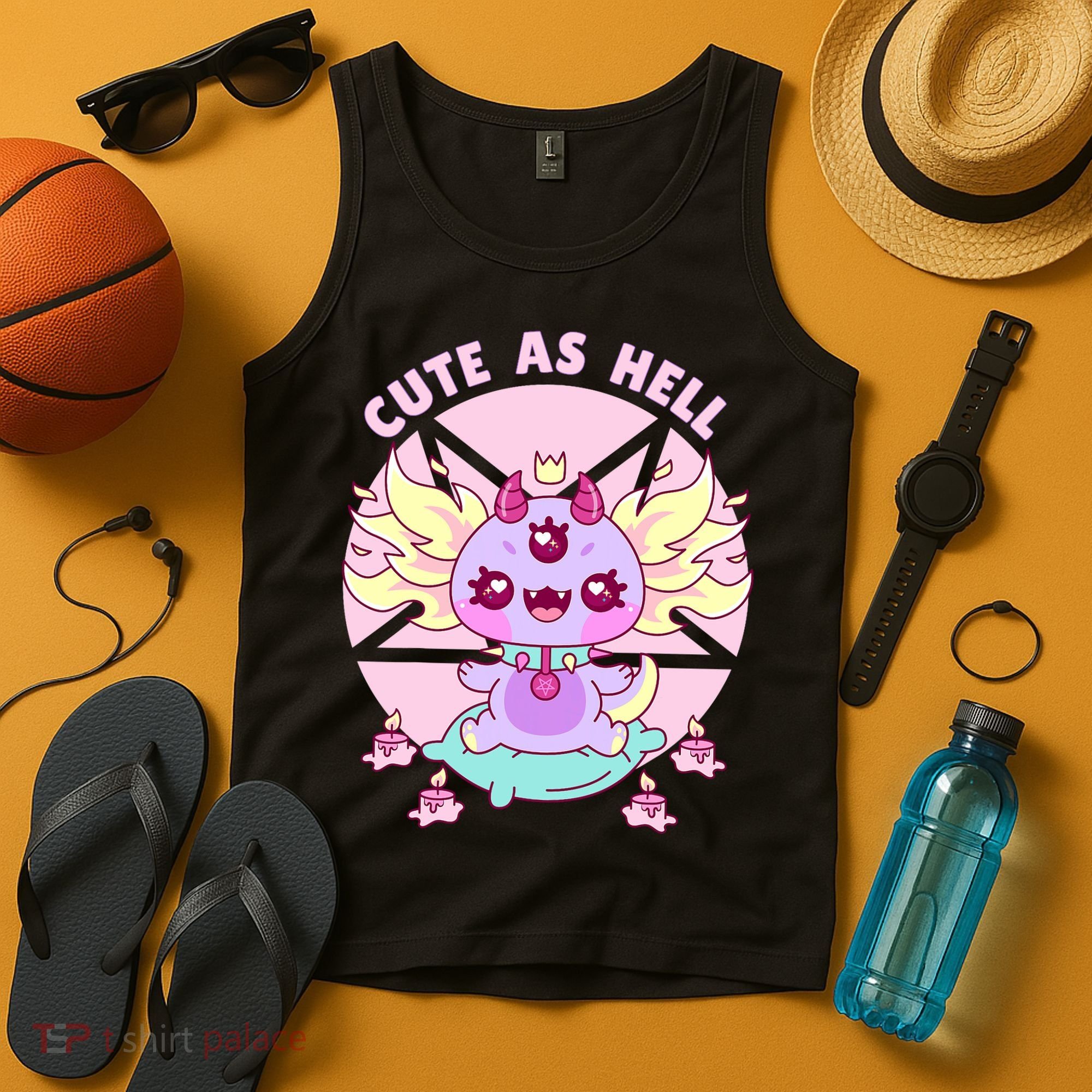 Axolotl Kawaii Baphomet Pastel Goth Cute Creepy Nu Goth  Tank Top