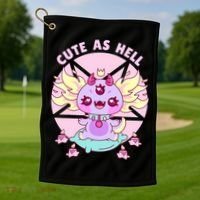 Axolotl Kawaii Baphomet Pastel Goth Cute Creepy Nu Goth  Golf Towel thumb 1