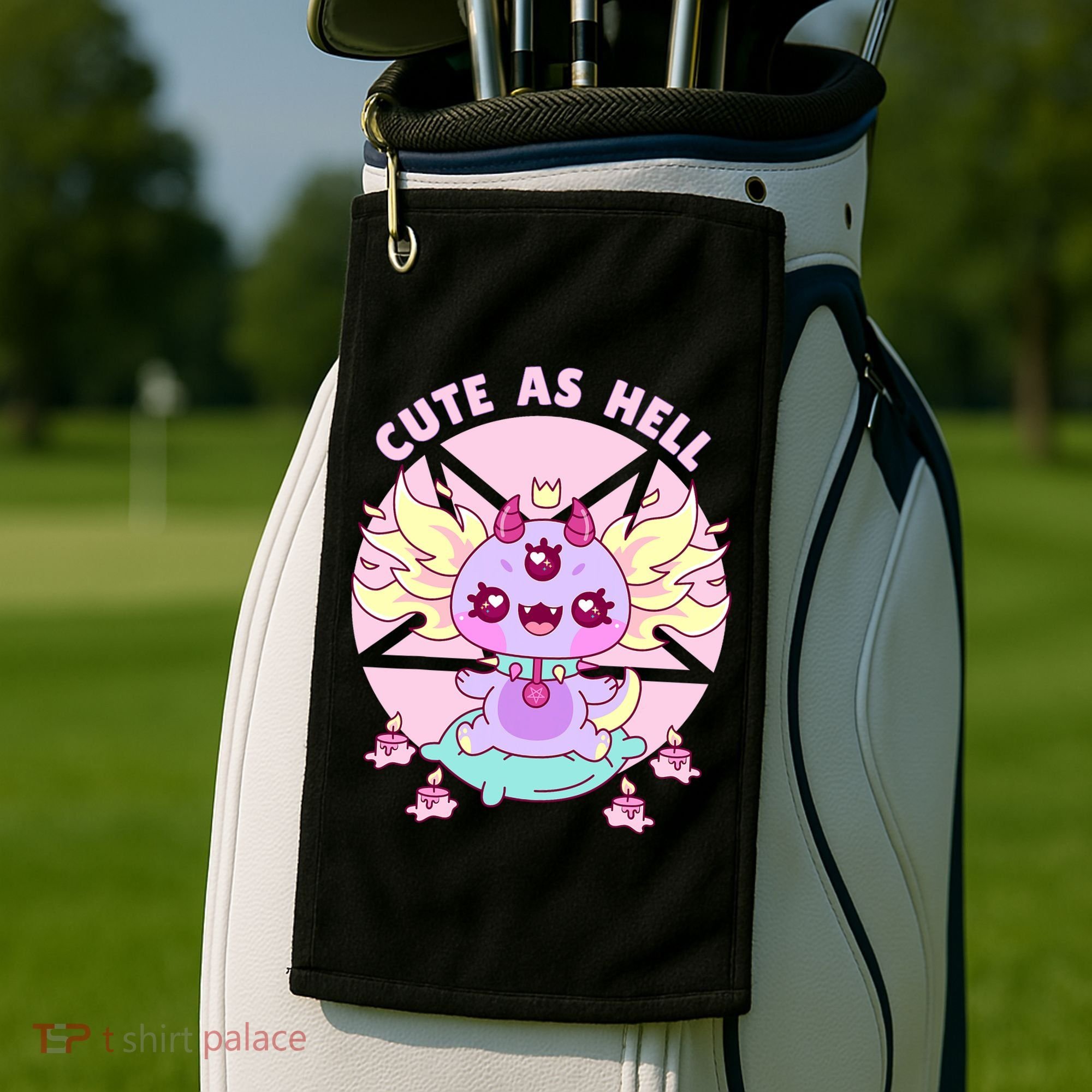 Axolotl Kawaii Baphomet Pastel Goth Cute Creepy Nu Goth  Golf Towel