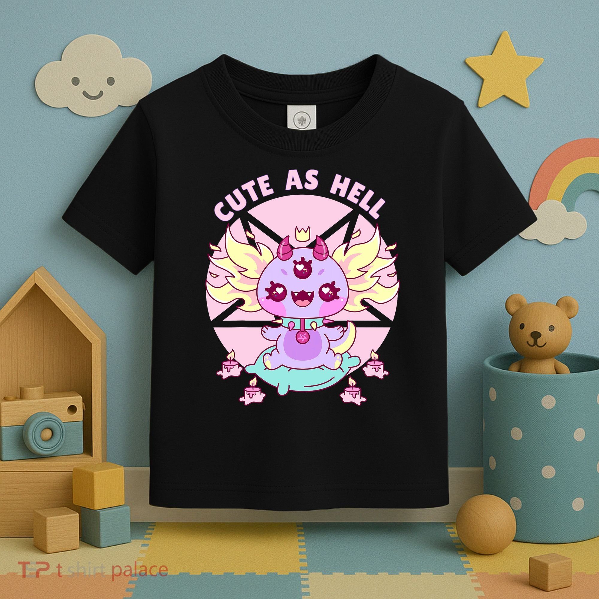 Axolotl Kawaii Baphomet Pastel Goth Cute Creepy Nu Goth  Toddler T-Shirt