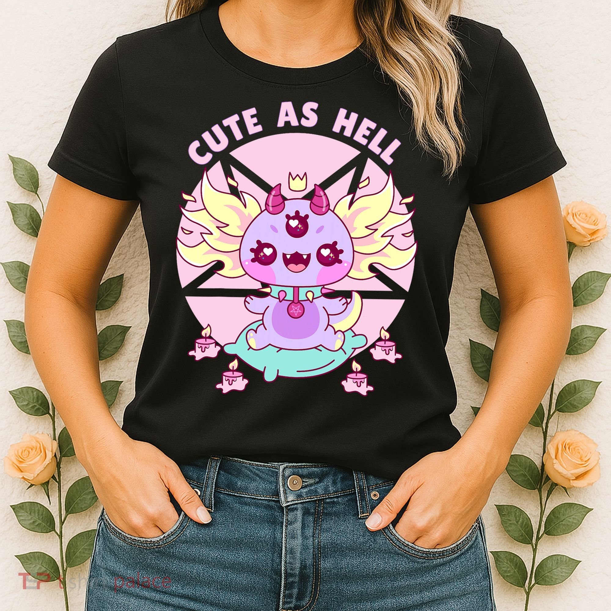 Axolotl Kawaii Baphomet Pastel Goth Cute Creepy Nu Goth  Women's T-Shirt