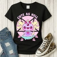 Axolotl Kawaii Baphomet Pastel Goth Cute Creepy Nu Goth  Women's T-Shirt thumb 3