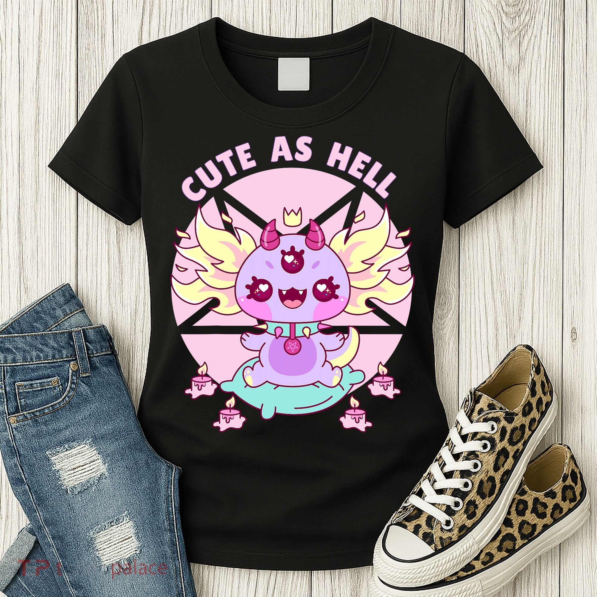 Axolotl Kawaii Baphomet Pastel Goth Cute Creepy Nu Goth  Women's T-Shirt