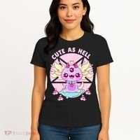 Axolotl Kawaii Baphomet Pastel Goth Cute Creepy Nu Goth  Women's T-Shirt thumb 4