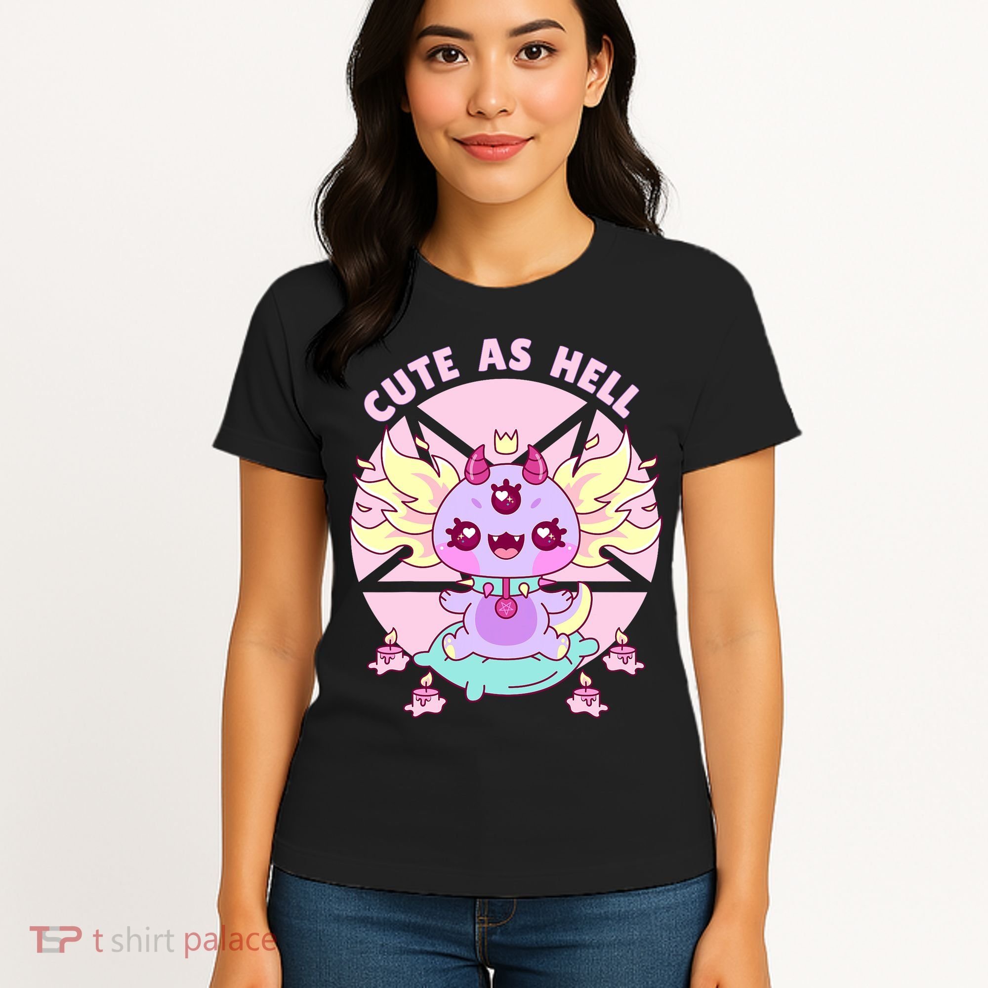 Axolotl Kawaii Baphomet Pastel Goth Cute Creepy Nu Goth  Women's T-Shirt
