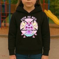 Axolotl Kawaii Baphomet Pastel Goth Cute Creepy Nu Goth  Kids Hoodie thumb 3