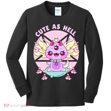 Axolotl Kawaii Baphomet Pastel Goth Cute Creepy Nu Goth  Kids Long Sleeve Shirt