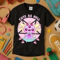 Axolotl Kawaii Baphomet Pastel Goth Cute Creepy Nu Goth  Kids T-Shirt thumb 3