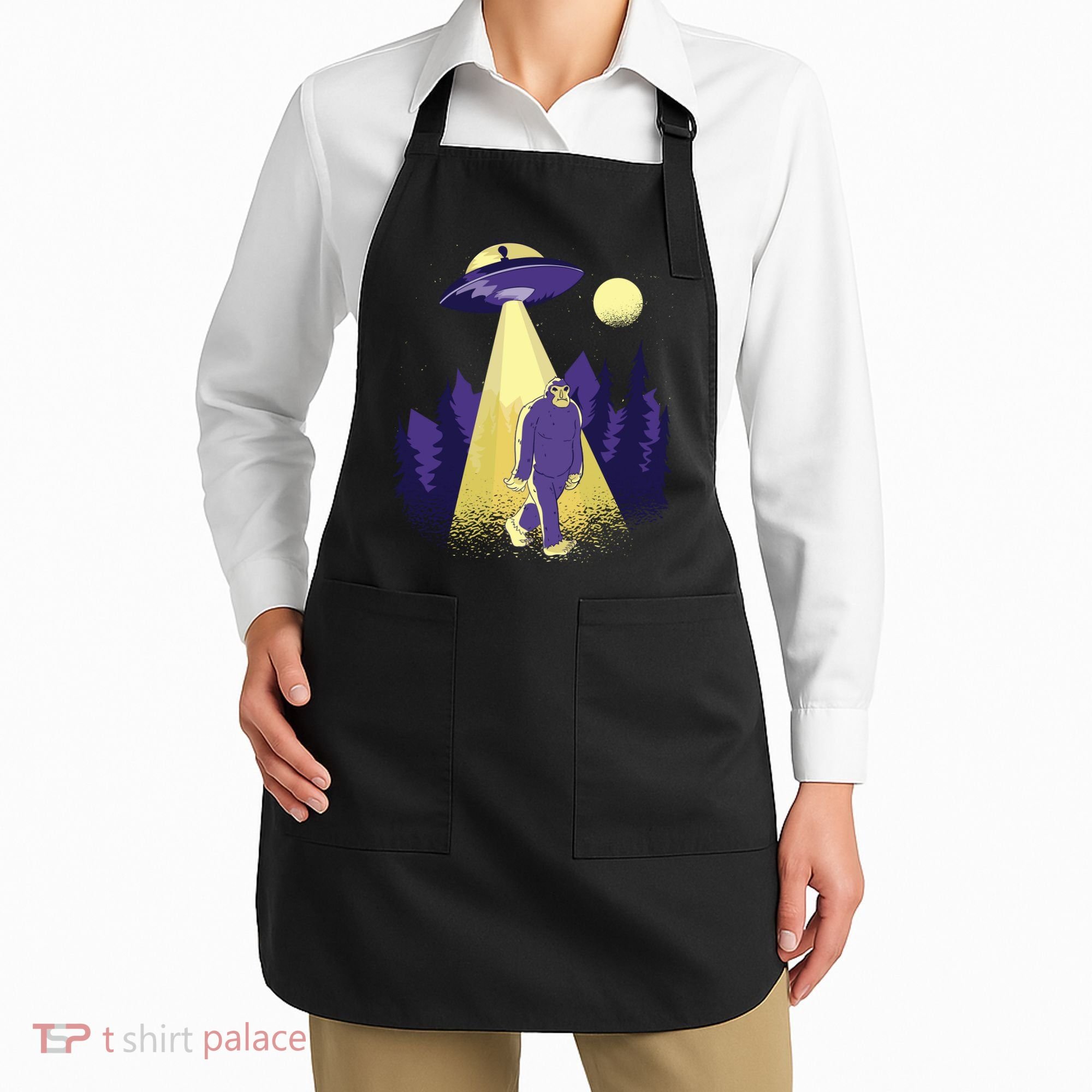 Aliens Kidnapping Bigfoot Apron