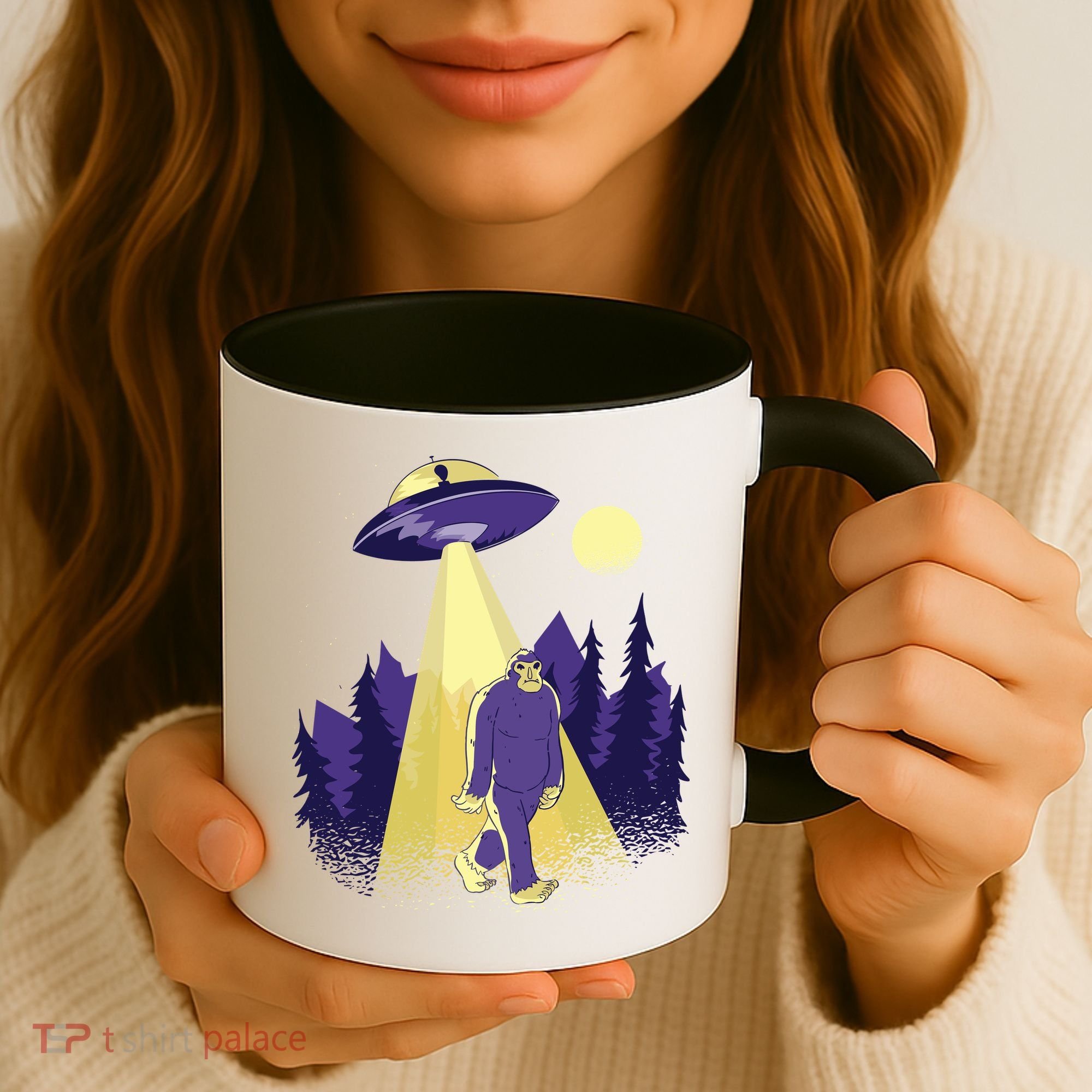 Aliens Kidnapping Bigfoot Coffee Mug