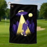 Aliens Kidnapping Bigfoot Golf Towel thumb 1