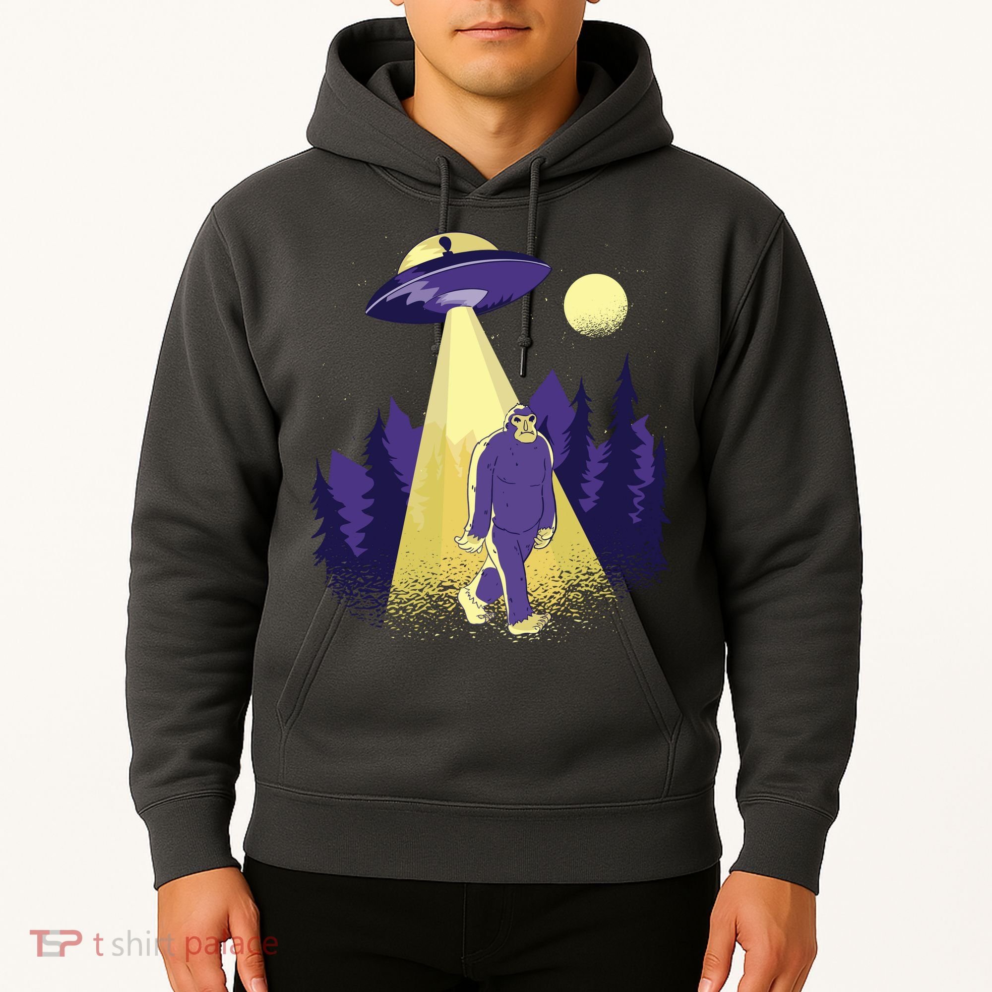 Aliens Kidnapping Bigfoot Hoodie