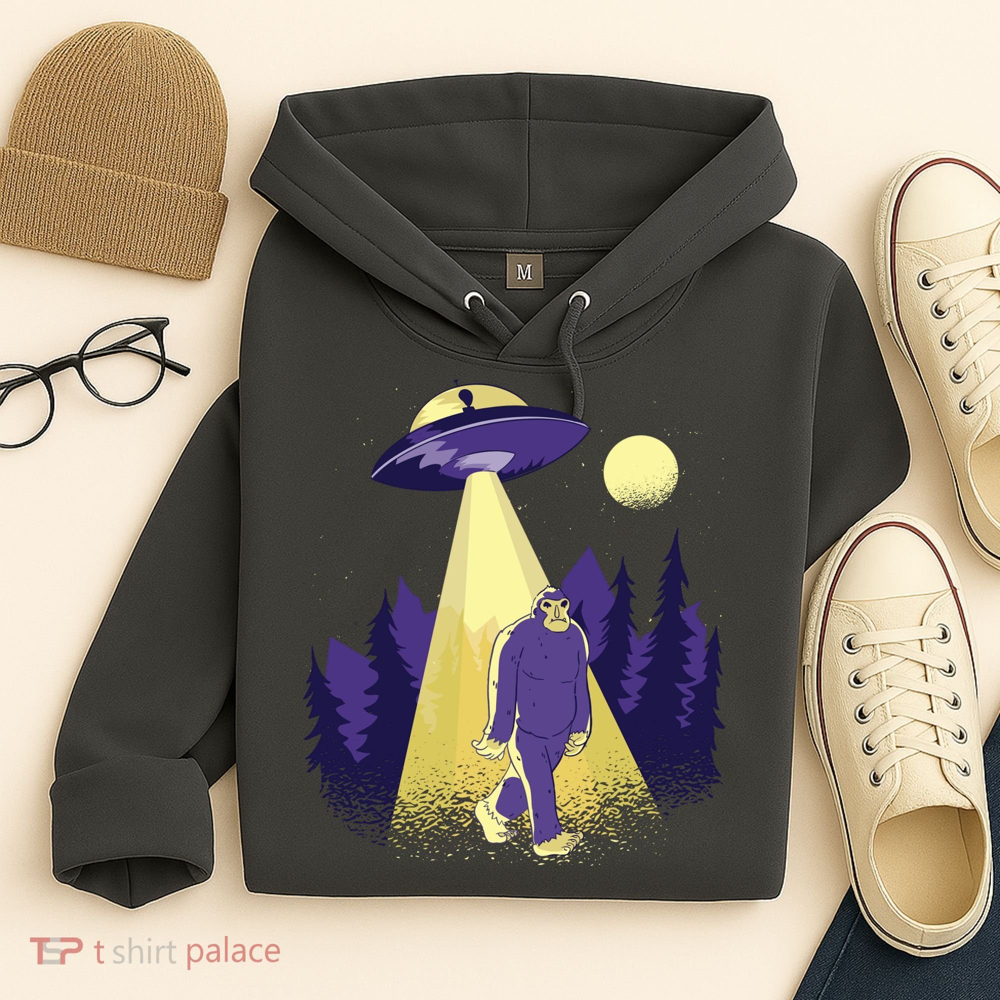 Aliens Kidnapping Bigfoot Hoodie