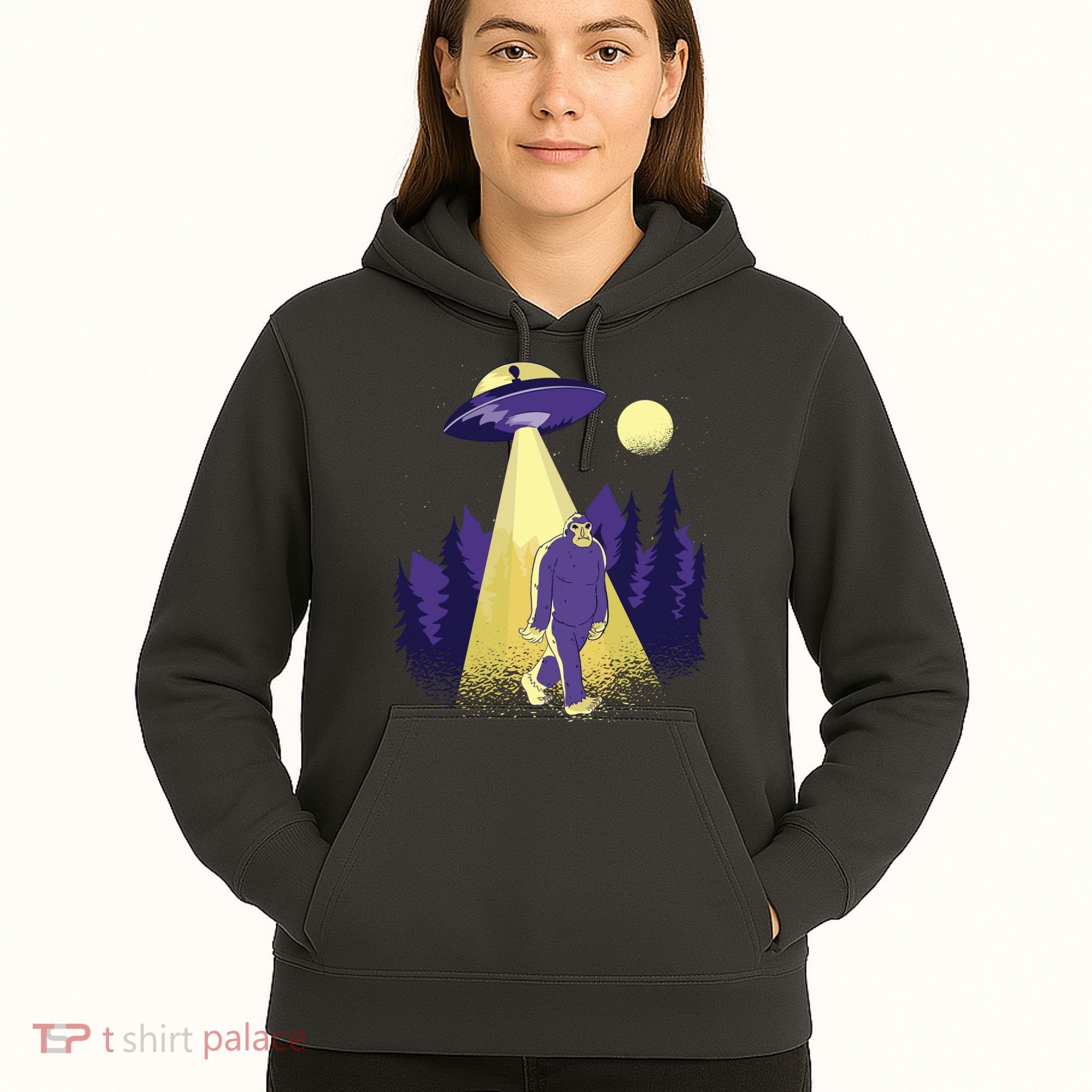 Aliens Kidnapping Bigfoot Hoodie