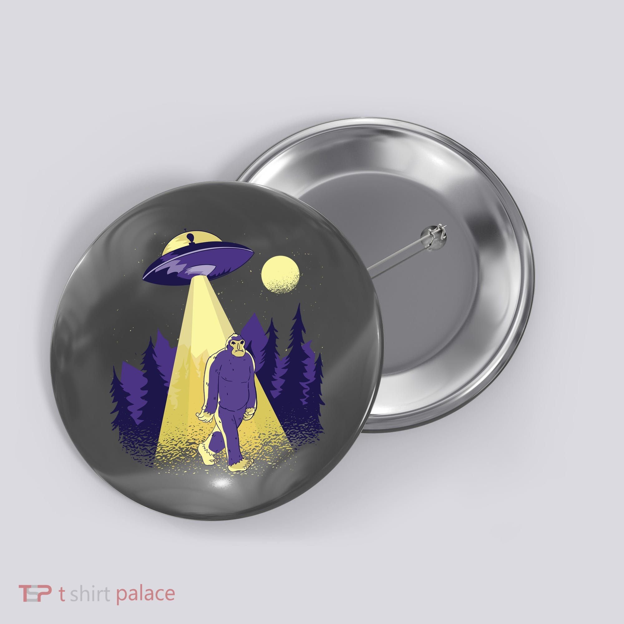 Aliens Kidnapping Bigfoot Button