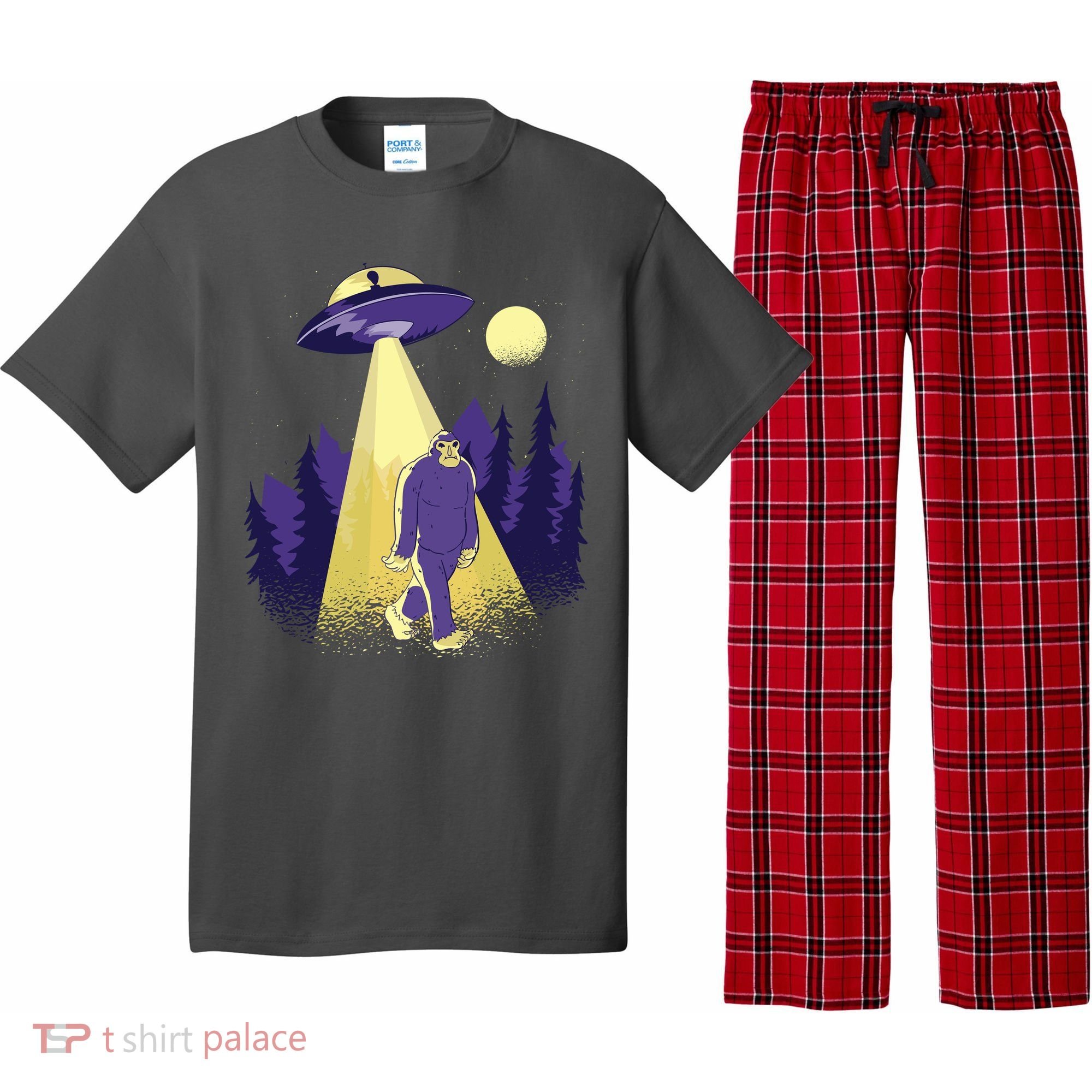 Aliens Kidnapping Bigfoot Pajama Set