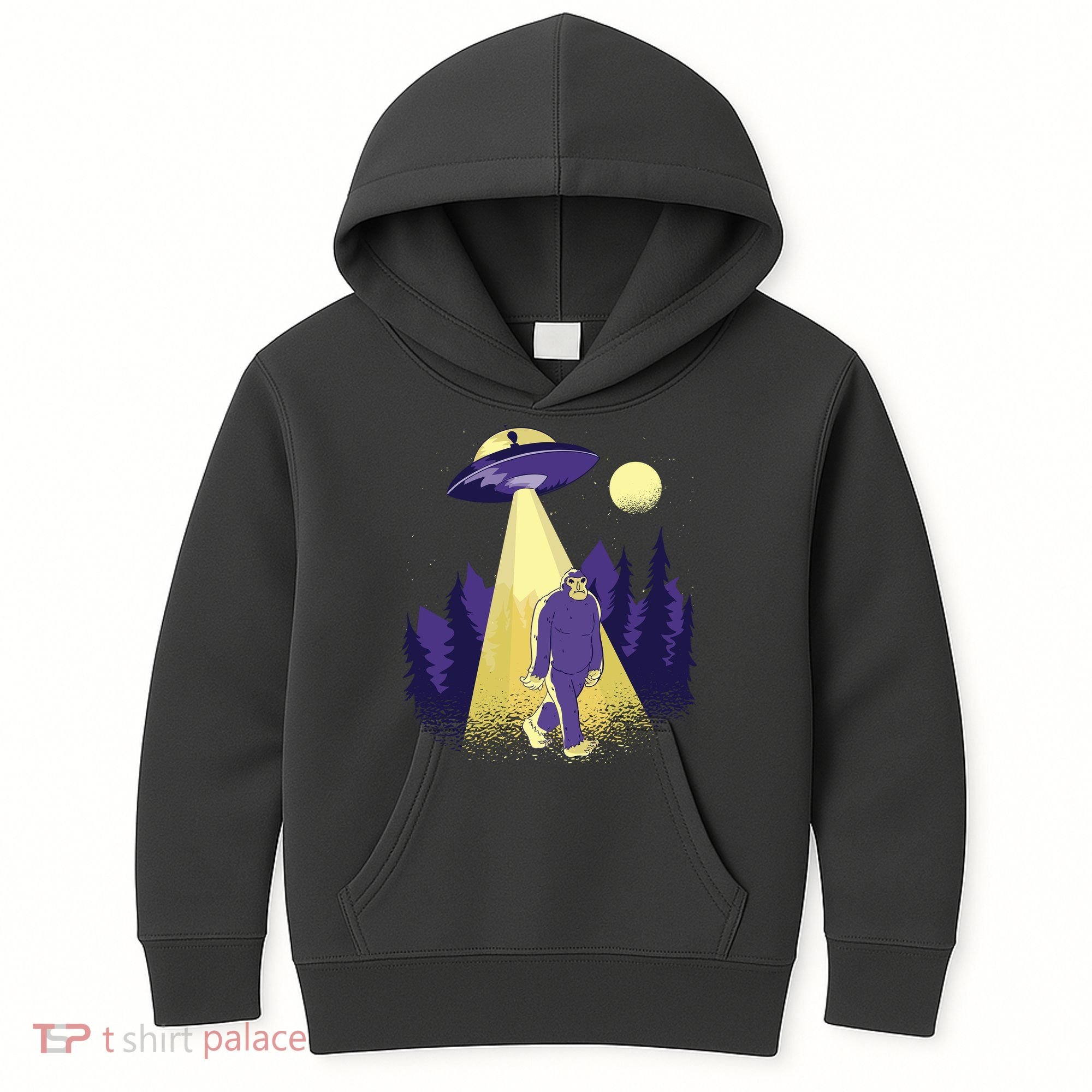 Aliens Kidnapping Bigfoot Kids Hoodie