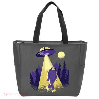 Aliens Kidnapping Bigfoot Tote Bag