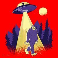 Aliens Kidnapping Bigfoot Santa Hat thumb 1
