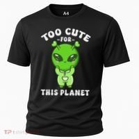 Alien Kawaii Cute Alien Too Cute For This Planet Cooling Performance Crew T-Shirt thumb 0