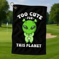 Alien Kawaii Cute Alien Too Cute For This Planet Golf Towel thumb 1
