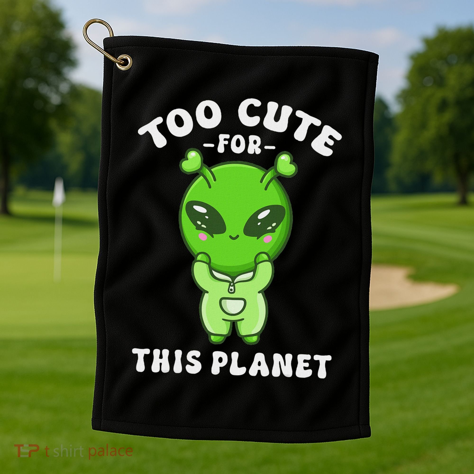 Alien Kawaii Cute Alien Too Cute For This Planet Golf Towel