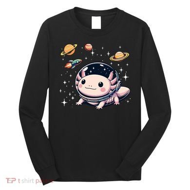 Axolotl Kawaii Cute Axolotls Astronaut Planets Space Long Sleeve Shirt