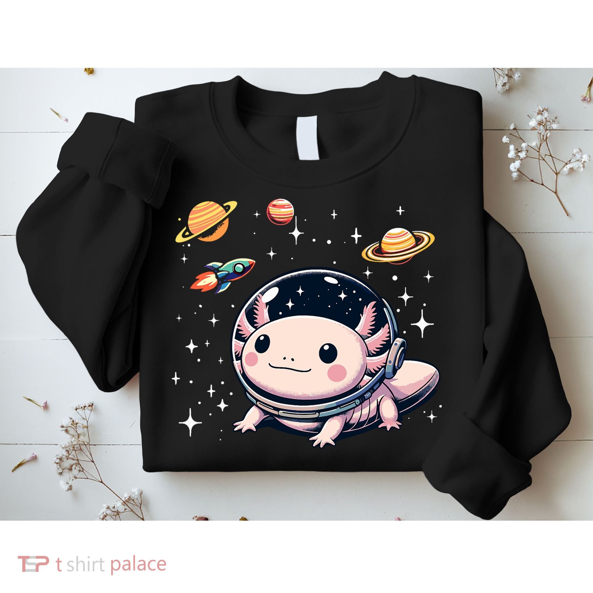 Axolotl Kawaii Cute Axolotls Astronaut Planets Space Sweatshirt