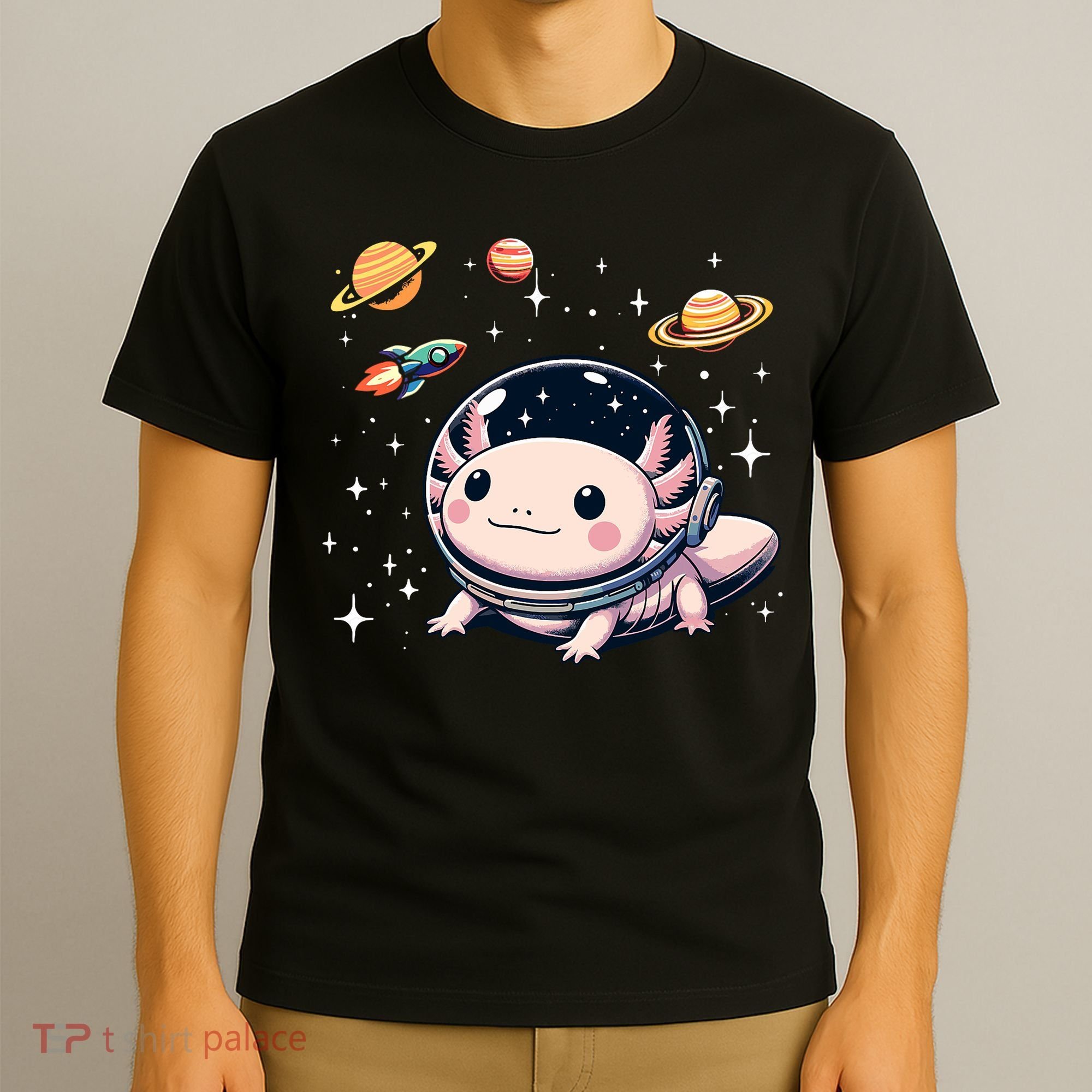 Axolotl Kawaii Cute Axolotls Astronaut Planets Space T-Shirt