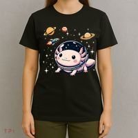 Axolotl Kawaii Cute Axolotls Astronaut Planets Space T-Shirt thumb 4