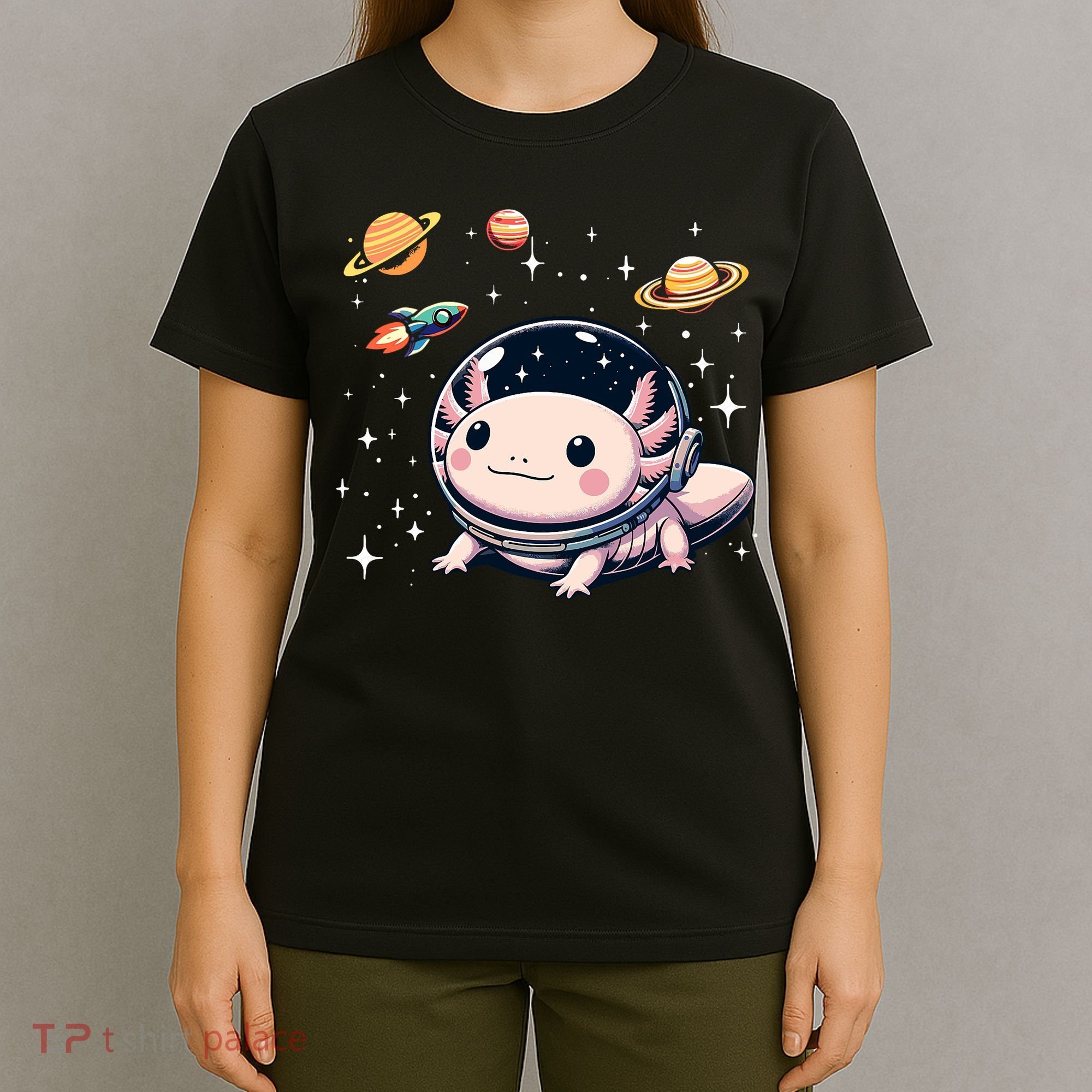 Axolotl Kawaii Cute Axolotls Astronaut Planets Space T-Shirt