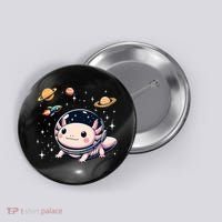 Axolotl Kawaii Cute Axolotls Astronaut Planets Space Button thumb 0