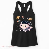 Axolotl Kawaii Cute Axolotls Astronaut Planets Space Women's Tank Top thumb 0