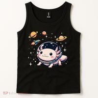 Axolotl Kawaii Cute Axolotls Astronaut Planets Space Tank Top thumb 2