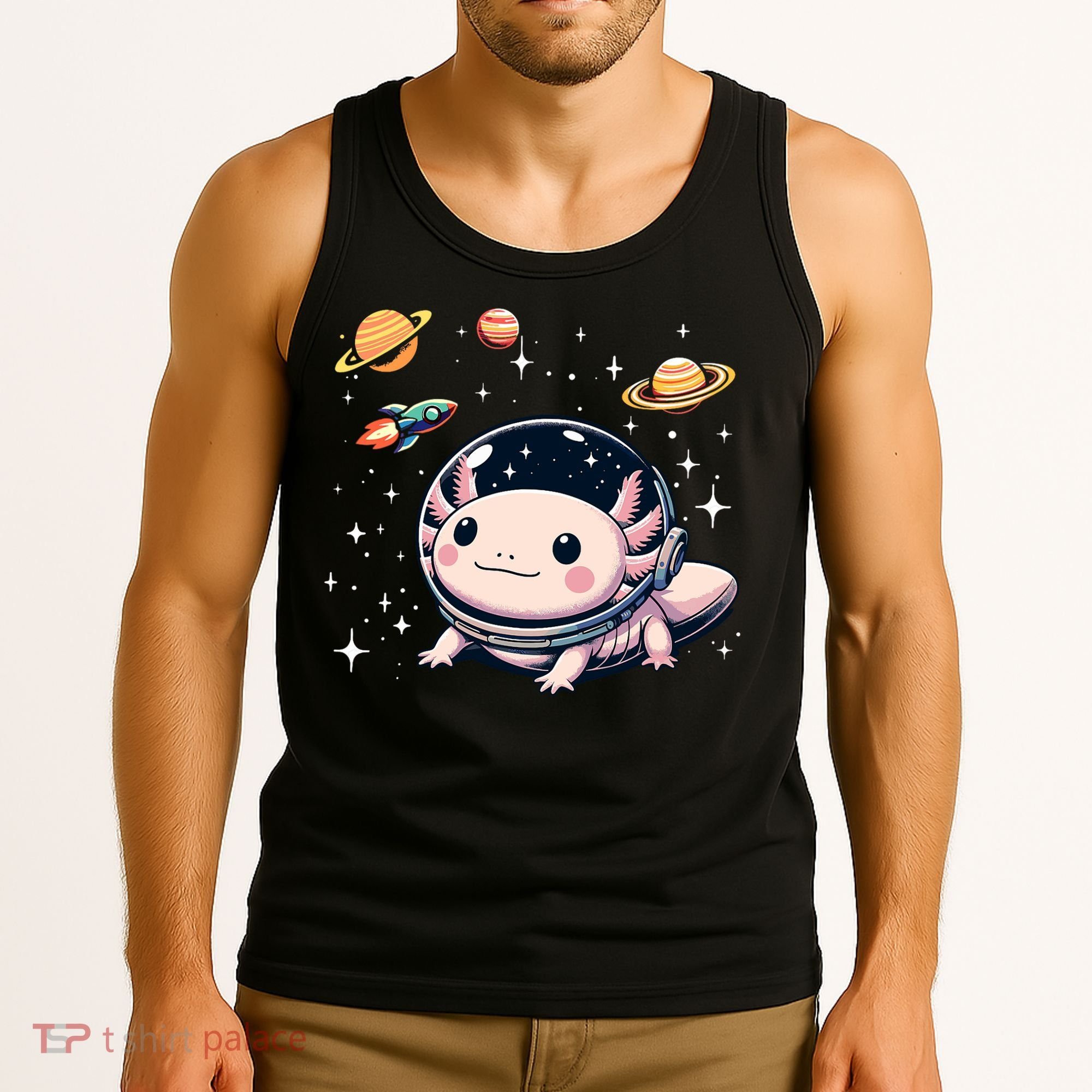 Axolotl Kawaii Cute Axolotls Astronaut Planets Space Tank Top