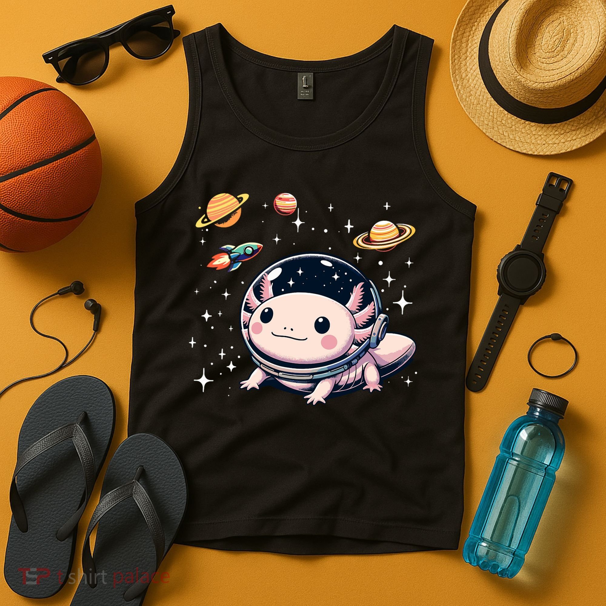 Axolotl Kawaii Cute Axolotls Astronaut Planets Space Tank Top