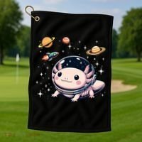 Axolotl Kawaii Cute Axolotls Astronaut Planets Space Golf Towel thumb 1
