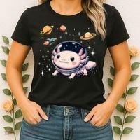 Axolotl Kawaii Cute Axolotls Astronaut Planets Space Women's T-Shirt thumb 2