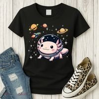 Axolotl Kawaii Cute Axolotls Astronaut Planets Space Women's T-Shirt thumb 3